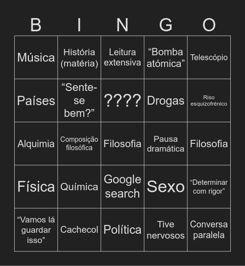 Guerreiro Vaz Bingo Card