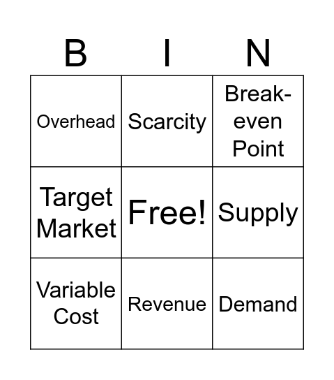 Sort Bingo Card