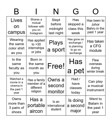 mOSAic Interfaith Dialogue Bingo Card