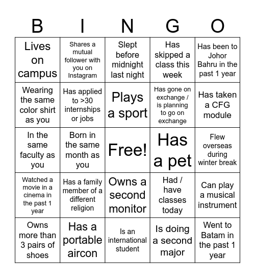 mOSAic Interfaith Dialogue Bingo Card