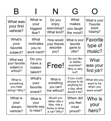 Ice Breaker Bingo Card