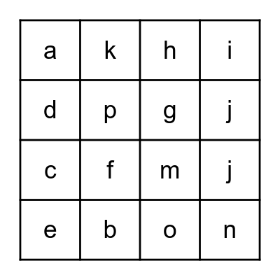 Alphabet Bingo Card