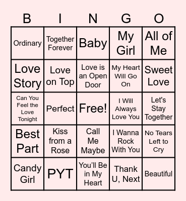 Love is in the Air Bingo Card