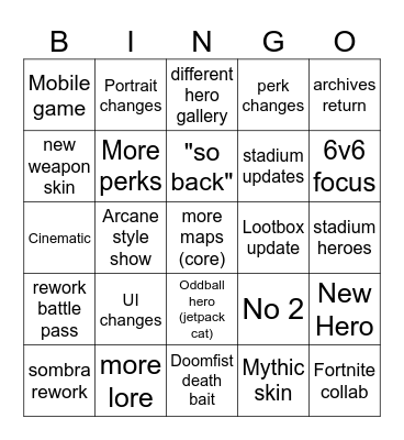 Overwatch Spotlight Bingo Polaris Bingo Card