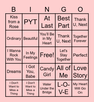 Love is in the Air Bingo Card