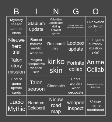 Overwatch spotlight Bingo Card