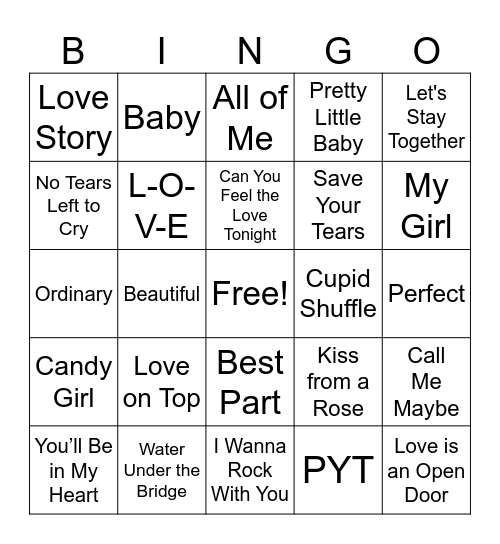 Love is in the Air Bingo Card