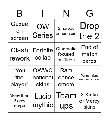 Spotlight Bingo Card