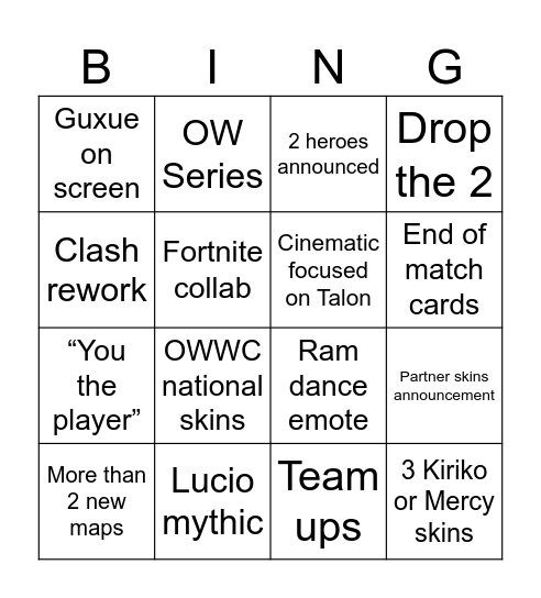 Spotlight Bingo Card