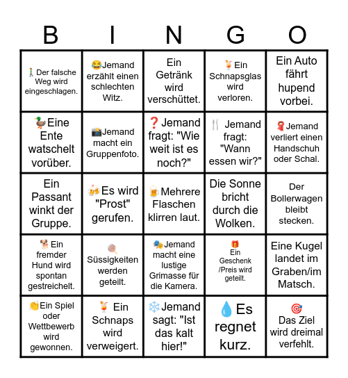 Kohlfahrt-Bingo 2026 Stammtisch Bingo Card