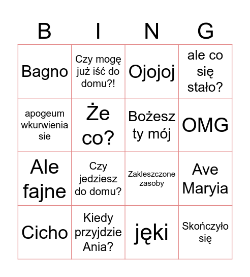 Graphics room Bingo Card
