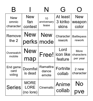 Overwatch bingo Card