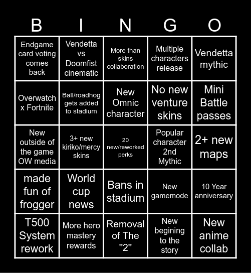 Overwatch spotlight Bingo Card