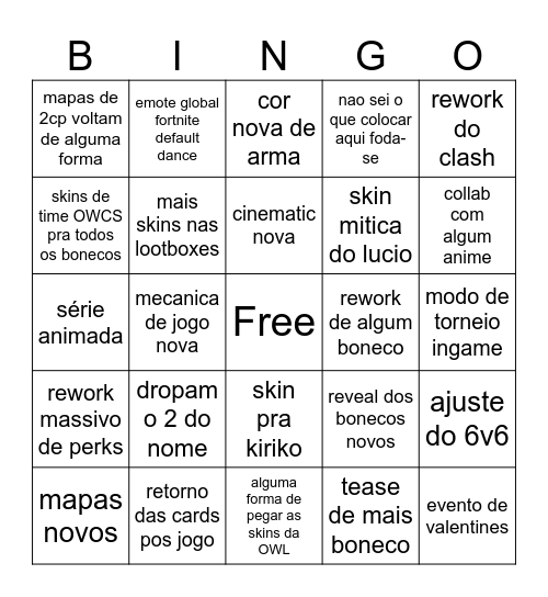 Bingo OW Spotlight 2026 Bingo Card