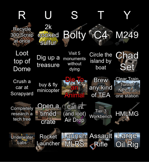 Rust Bingo Card