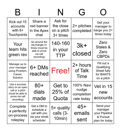 Apex BINGO Card