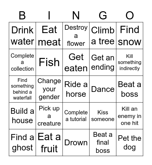 Video game bingo Card