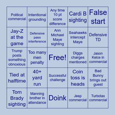 SUPER BOWL LX Bingo Card