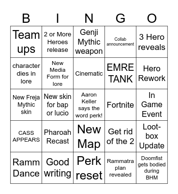 OW Spotlight 2026 Bingo Card
