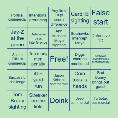SUPER BOWL LX Bingo Card