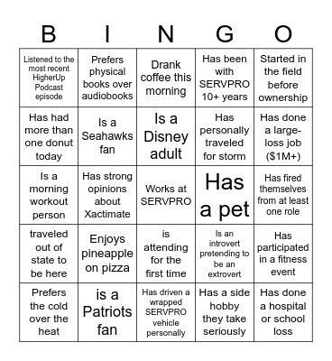 Find Someone Who... Bingo Card