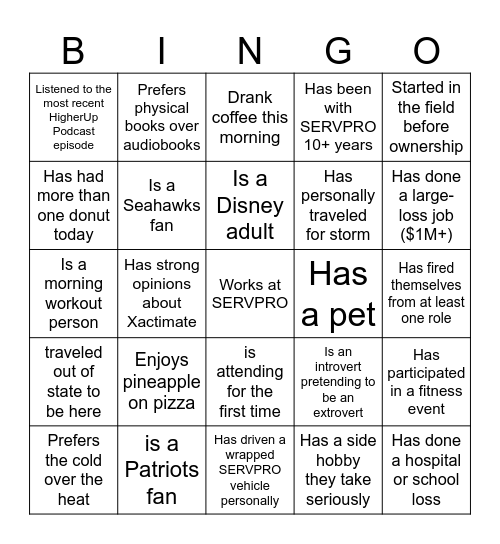 Find Someone Who... Bingo Card