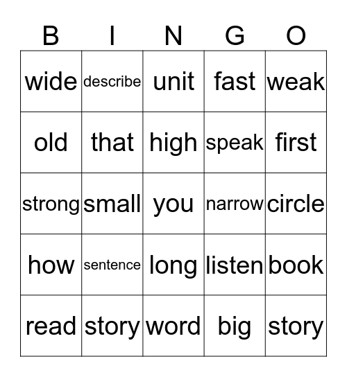 MFS6 U3 Bingo Card