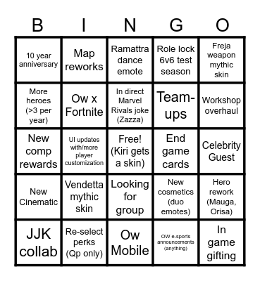 OW2 Spotlight Predictions Bingo Card