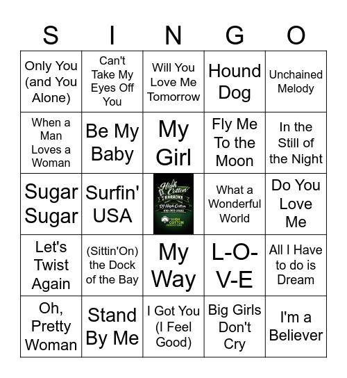 Golden Oldies SINGO Bingo Card