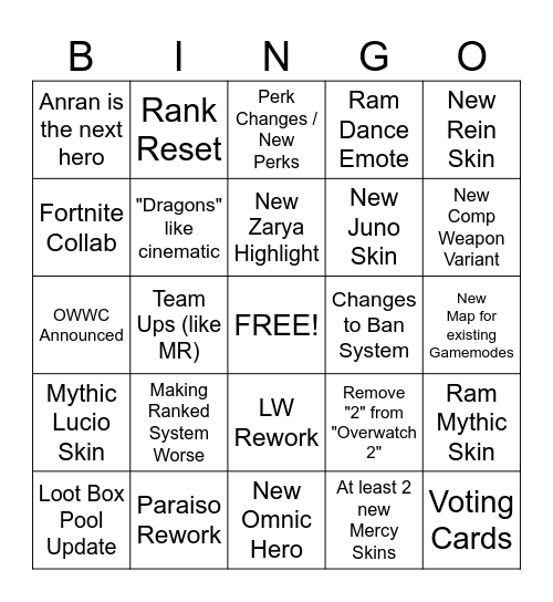 OW2 Spotlight 2026 Bingo Card