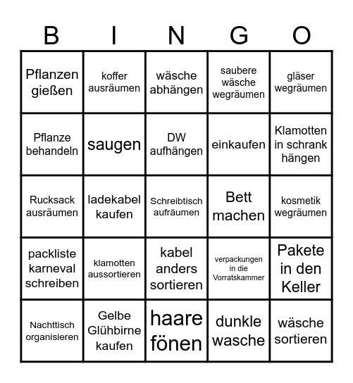 Vor Karneval und Donnerstag Abend Bingo Card