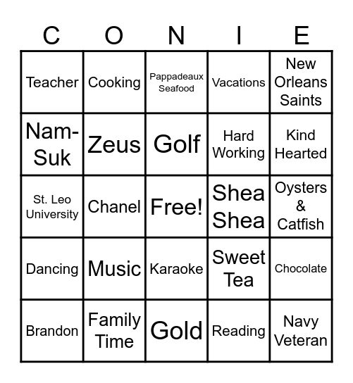 Connie Bingo Card