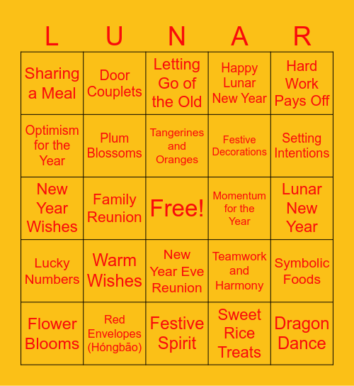 LUNAR NEW YEAR BINGO Card