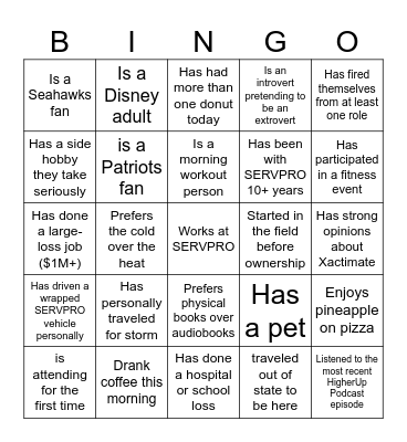 Find Someone Who... Bingo Card
