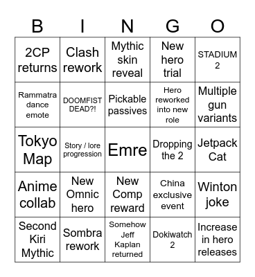 Overwatch (2) Spotlight Bingo Card