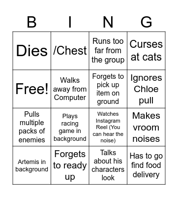 Min in Guild Wars Bingo Card