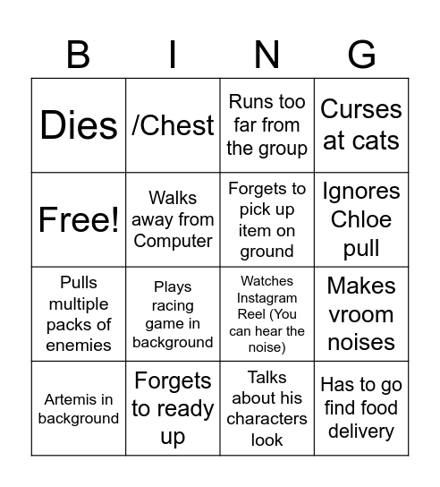 Min in Guild Wars Bingo Card