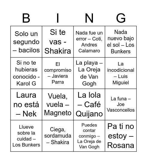 Untitled Bingo Card