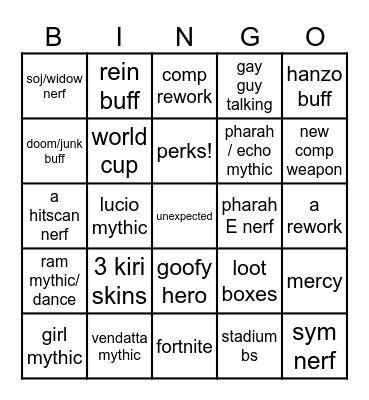 ow is dead Bingo Card
