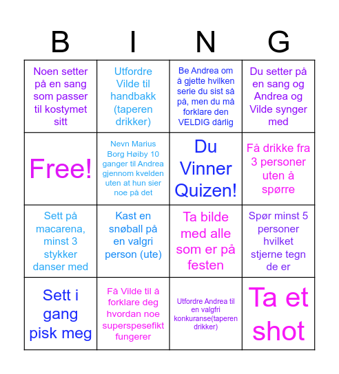 Vilde og Andrea Bingo Card