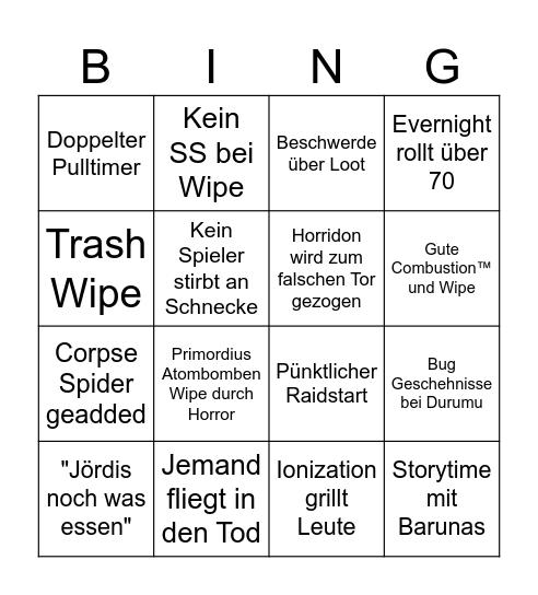 Skill Issue Wednesday Bingo Card