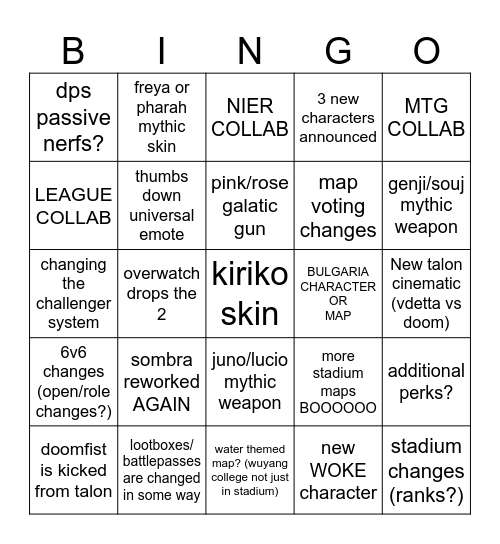 ow spotlight 2026 Bingo Card