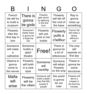 Shiny raccoons smp bingo Card