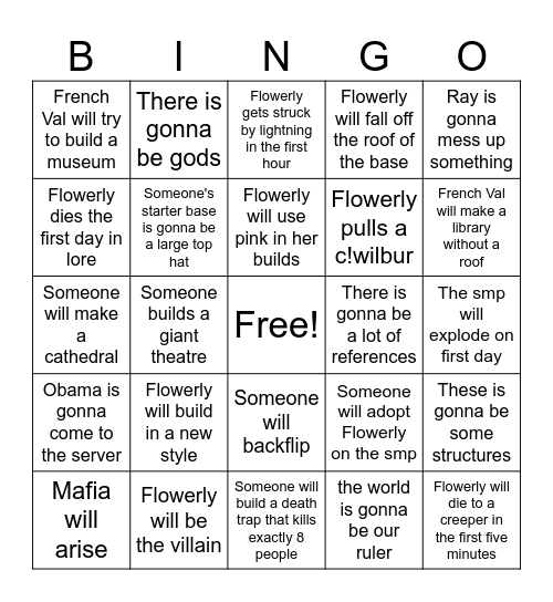 Shiny raccoons smp bingo Card