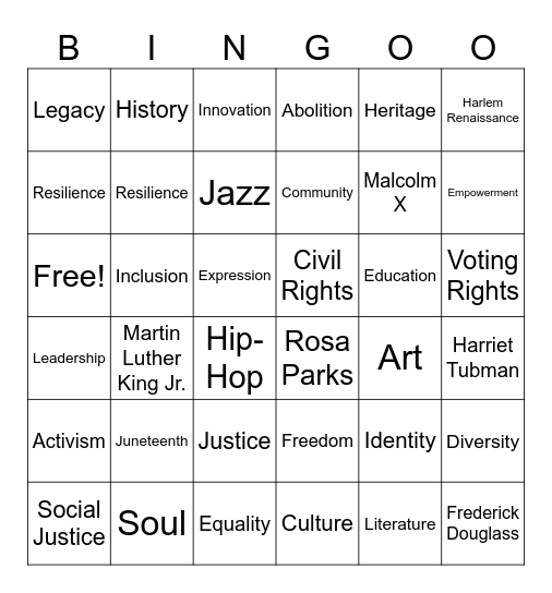Black History Month Bingo Card