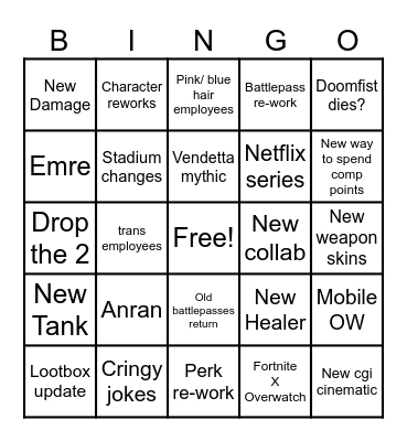 Overwatch Spotlight Bingo Card Bingo Card