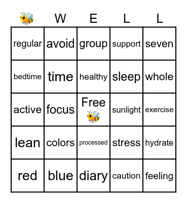B🐝 Well Bingo Card