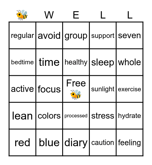 B🐝 Well Bingo Card
