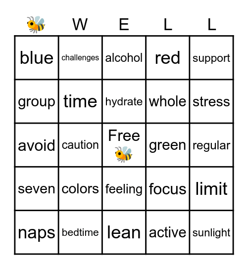 B🐝 Well Bingo Card