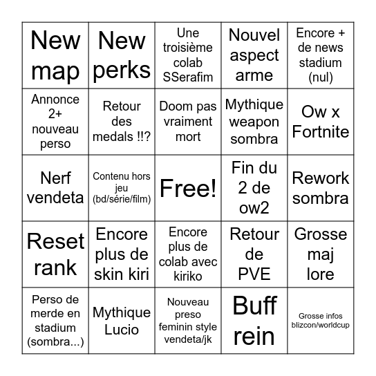 Ow spotligh Bingo Card